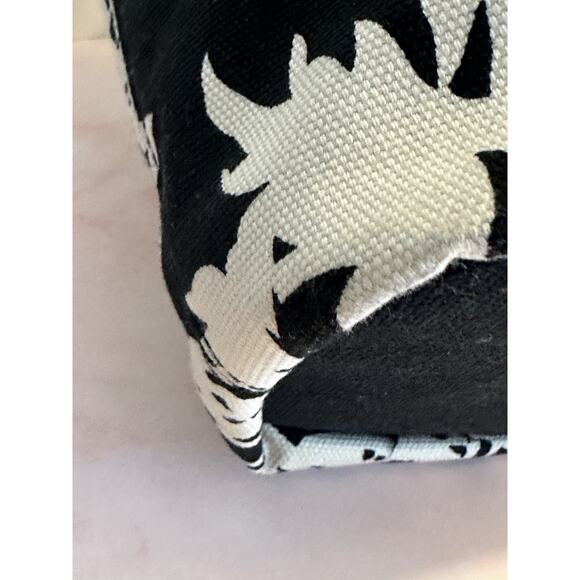 Banana Republic Bamboo Handle Black & Cream Canvas Top Handle Handbag - Picture 14 of 16